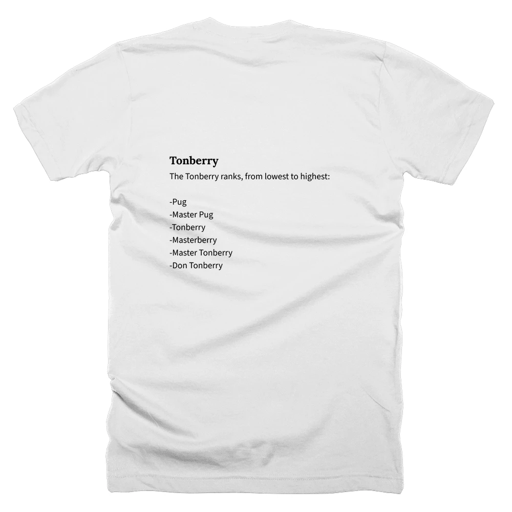 T-shirt with a definition of 'Tonberry' printed on the back