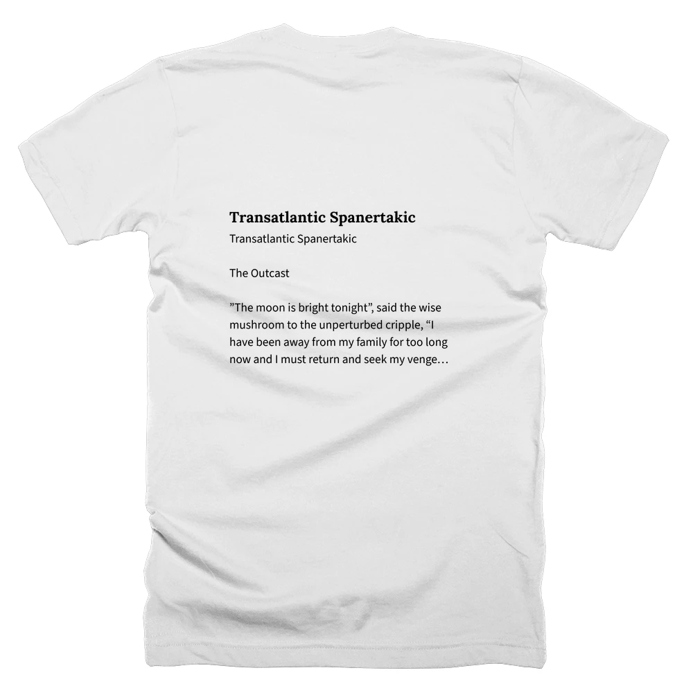 T-shirt with a definition of 'Transatlantic Spanertakic' printed on the back