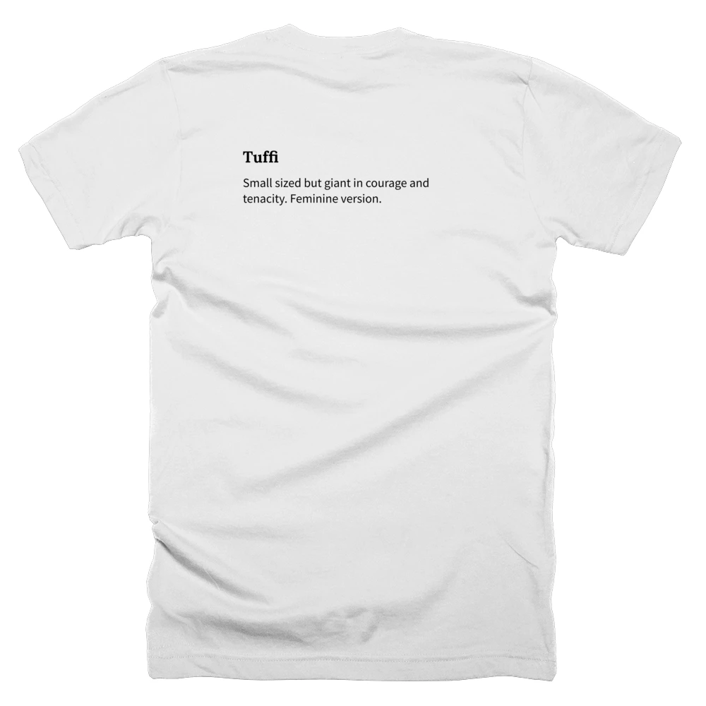 T-shirt with a definition of 'Tuffi' printed on the back