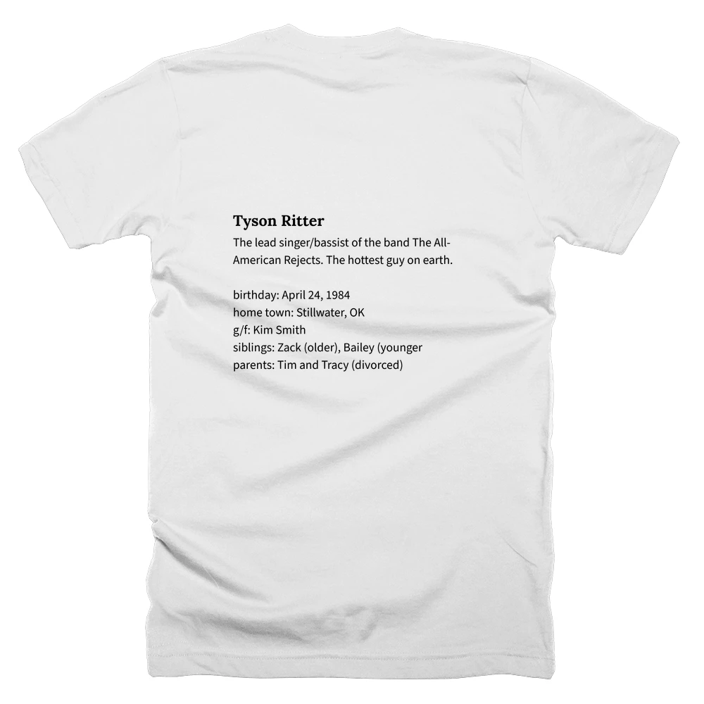 T-shirt with a definition of 'Tyson Ritter' printed on the back