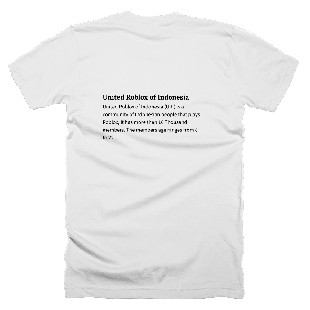 T-shirt with a definition of 'United Roblox of Indonesia' printed on the back