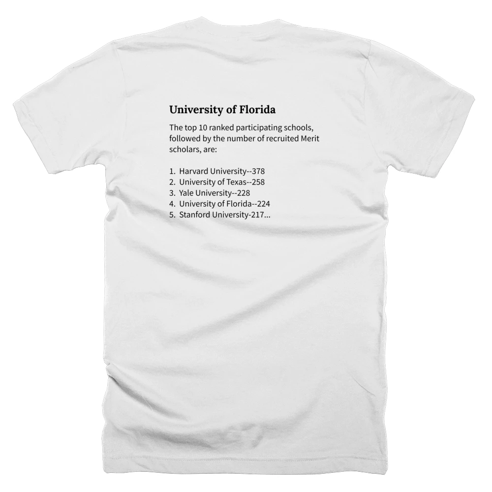 T-shirt with a definition of 'University of Florida' printed on the back