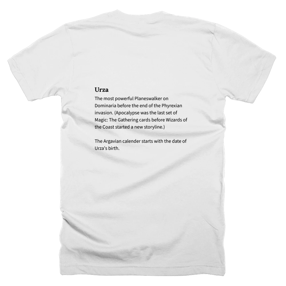 T-shirt with a definition of 'Urza' printed on the back