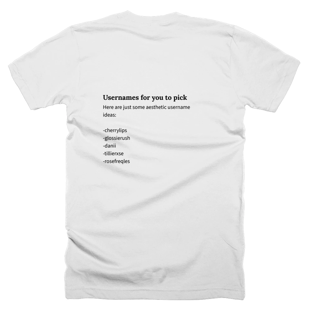 T-shirt with a definition of 'Usernames for you to pick' printed on the back