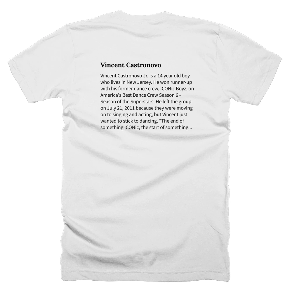 T-shirt with a definition of 'Vincent Castronovo' printed on the back