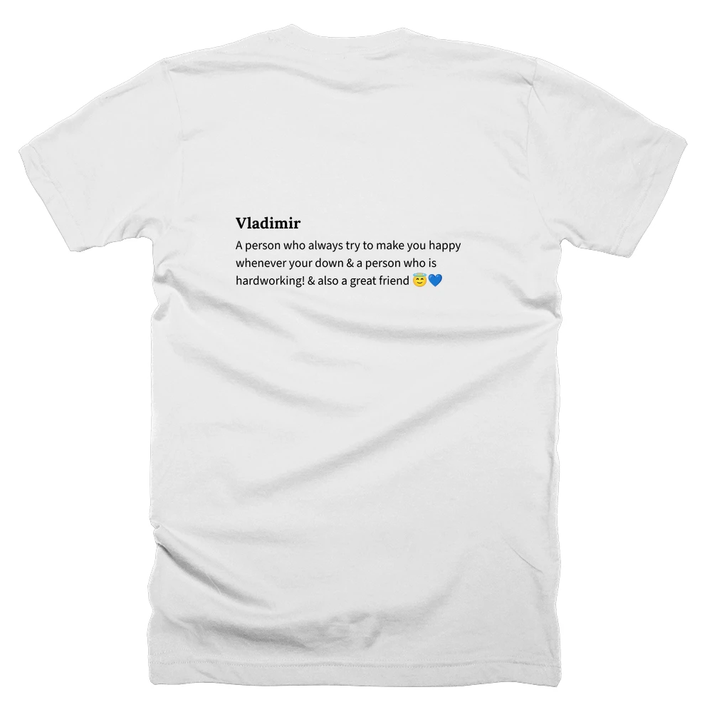 T-shirt with a definition of 'Vladimir' printed on the back