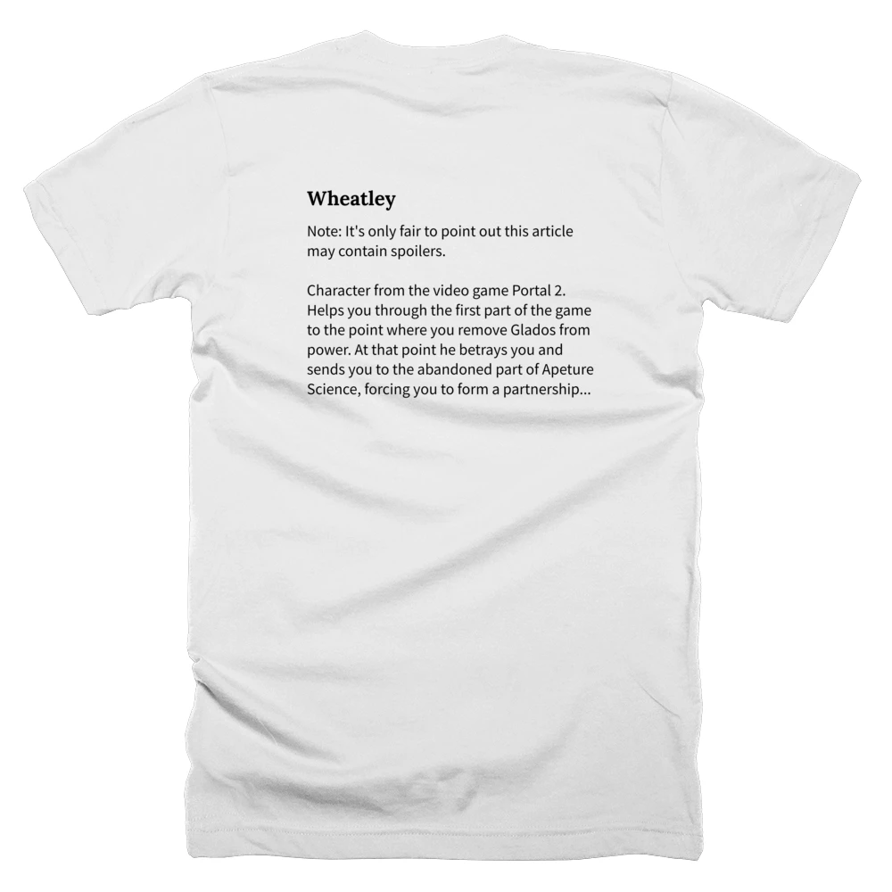 T-shirt with a definition of 'Wheatley' printed on the back