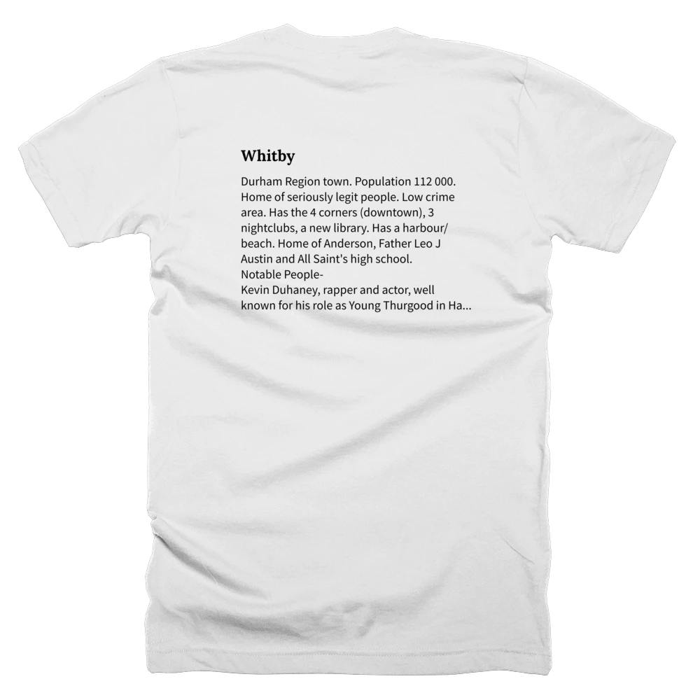T-shirt with a definition of 'Whitby' printed on the back
