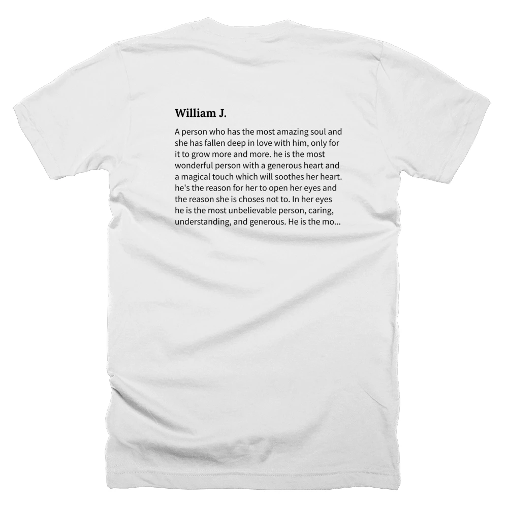 T-shirt with a definition of 'William J.' printed on the back