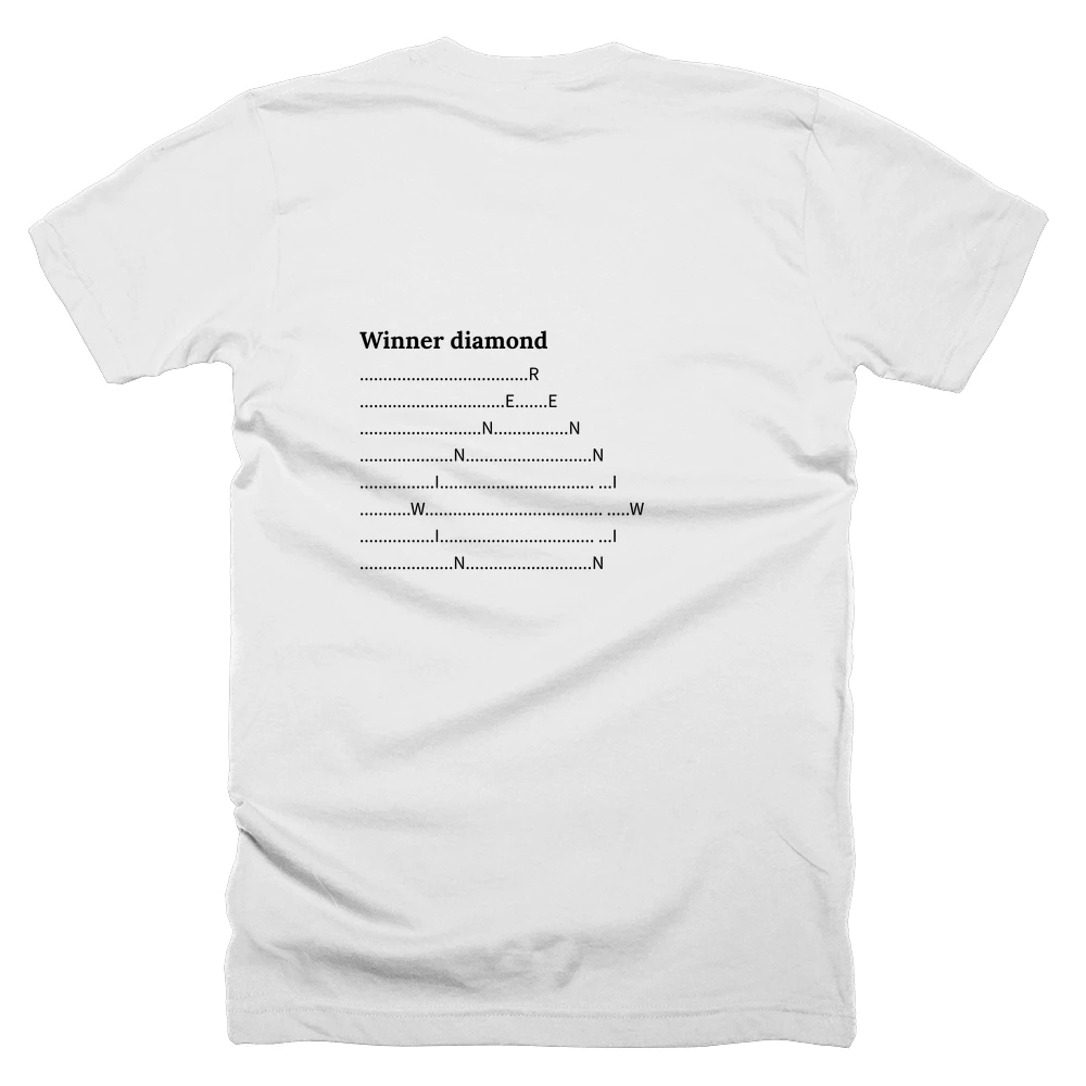 T-shirt with a definition of 'Winner diamond' printed on the back