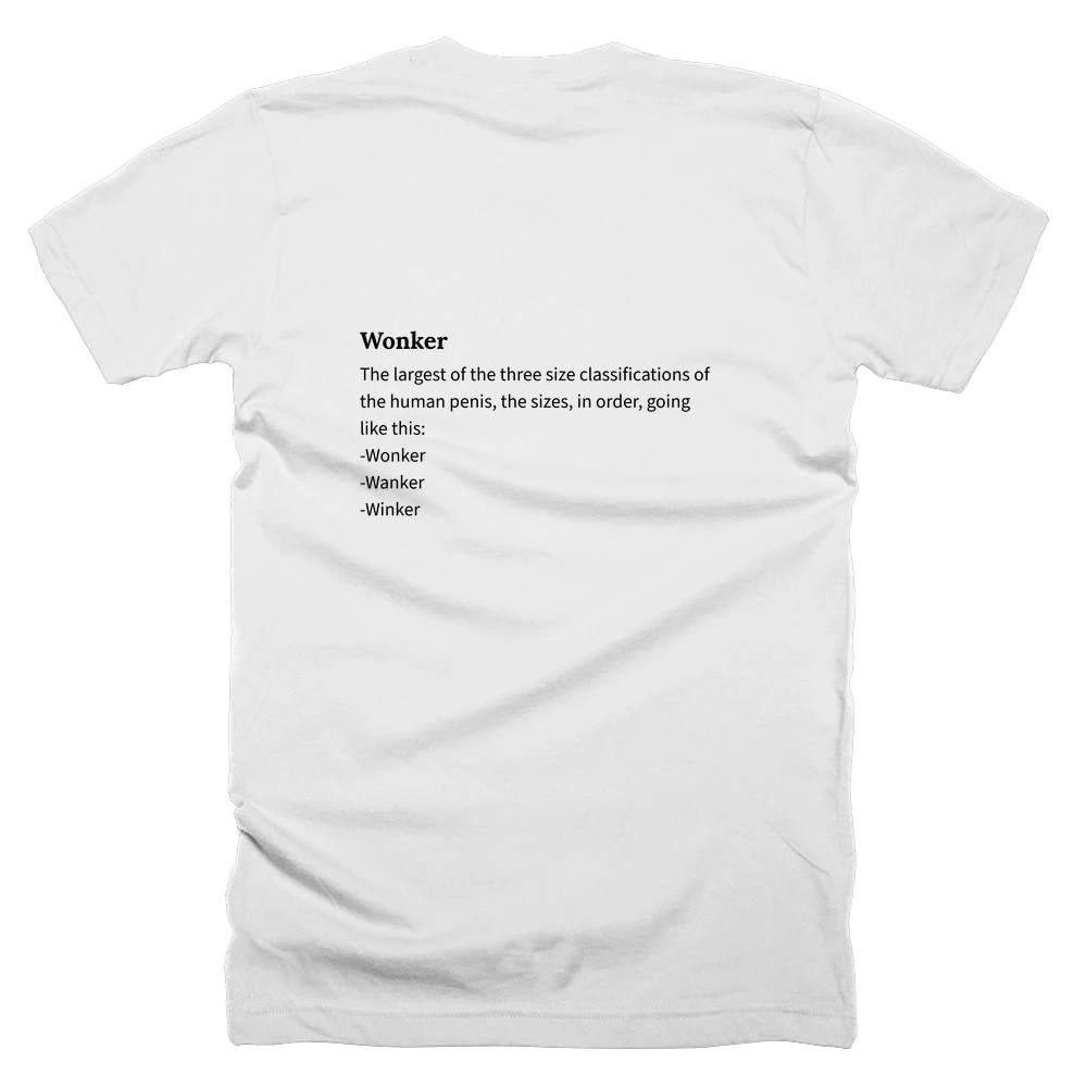 T-shirt with a definition of 'Wonker' printed on the back
