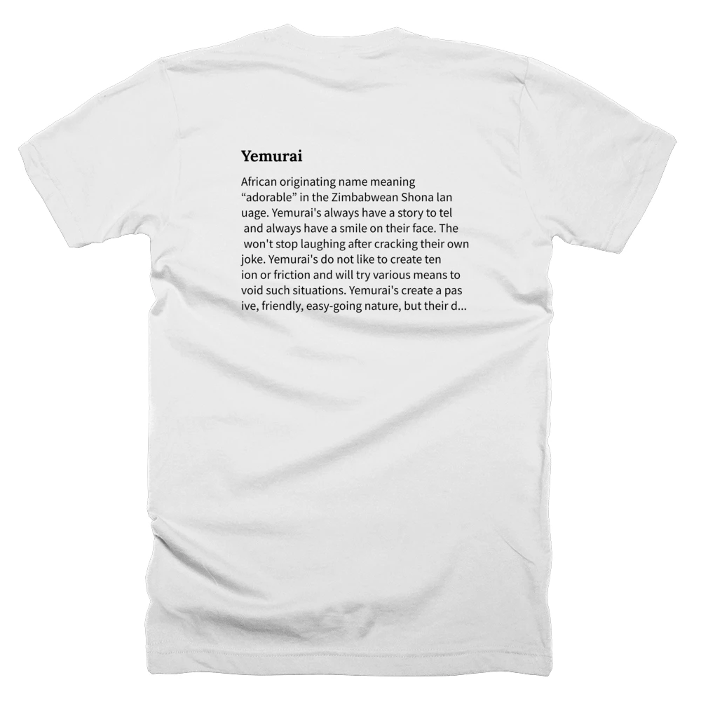 T-shirt with a definition of 'Yemurai' printed on the back