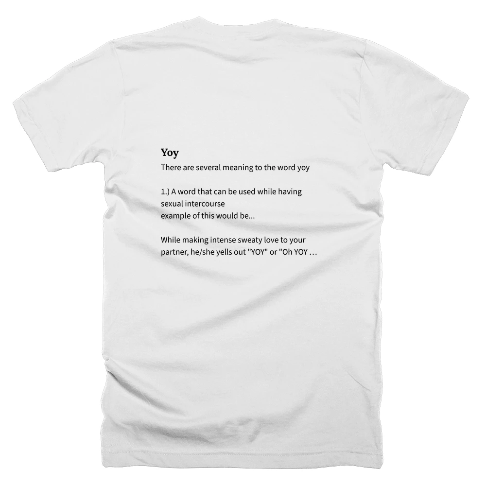 T-shirt with a definition of 'Yoy' printed on the back