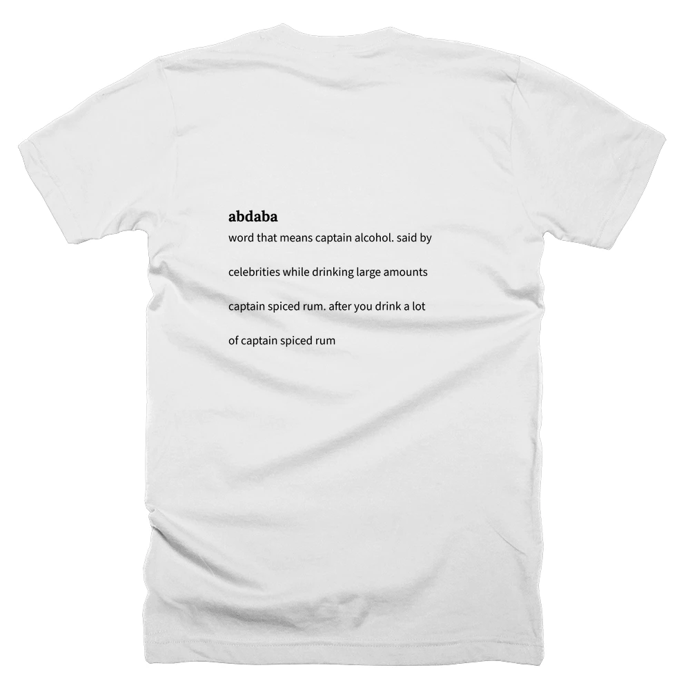 T-shirt with a definition of 'abdaba' printed on the back