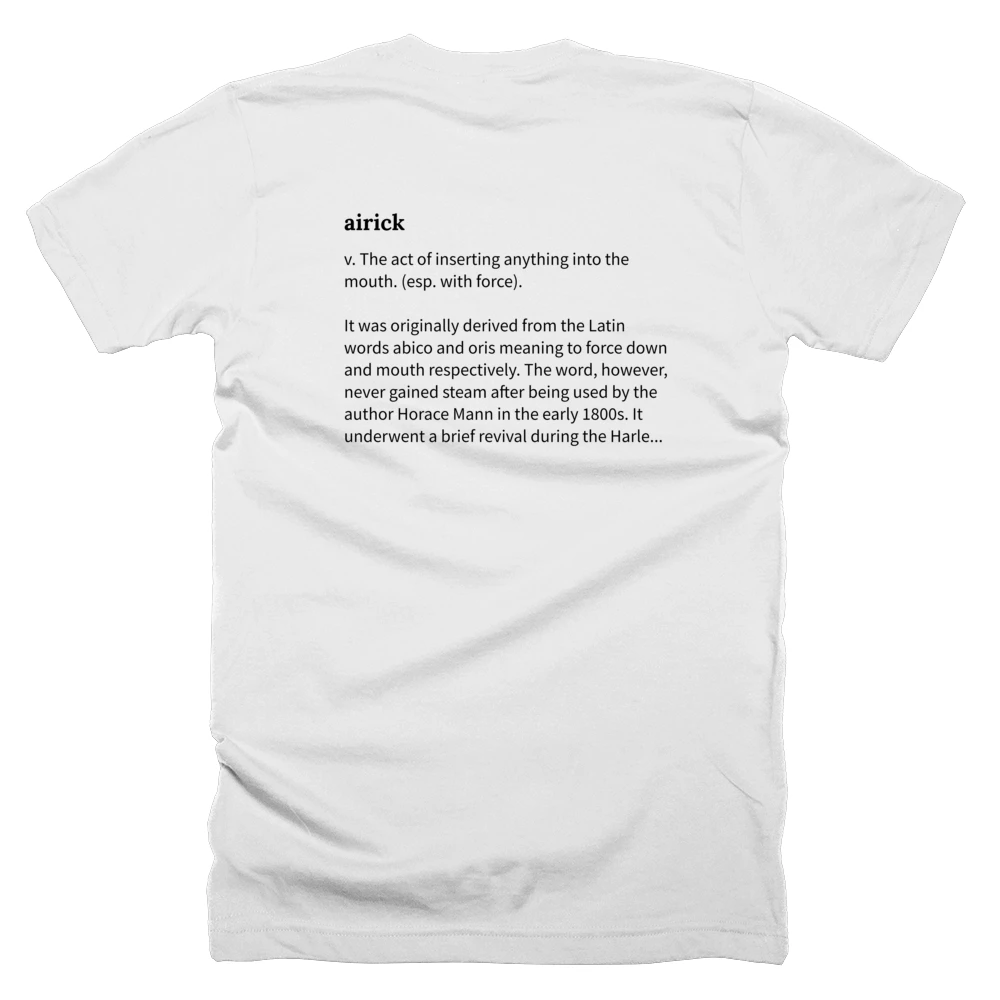 T-shirt with a definition of 'airick' printed on the back