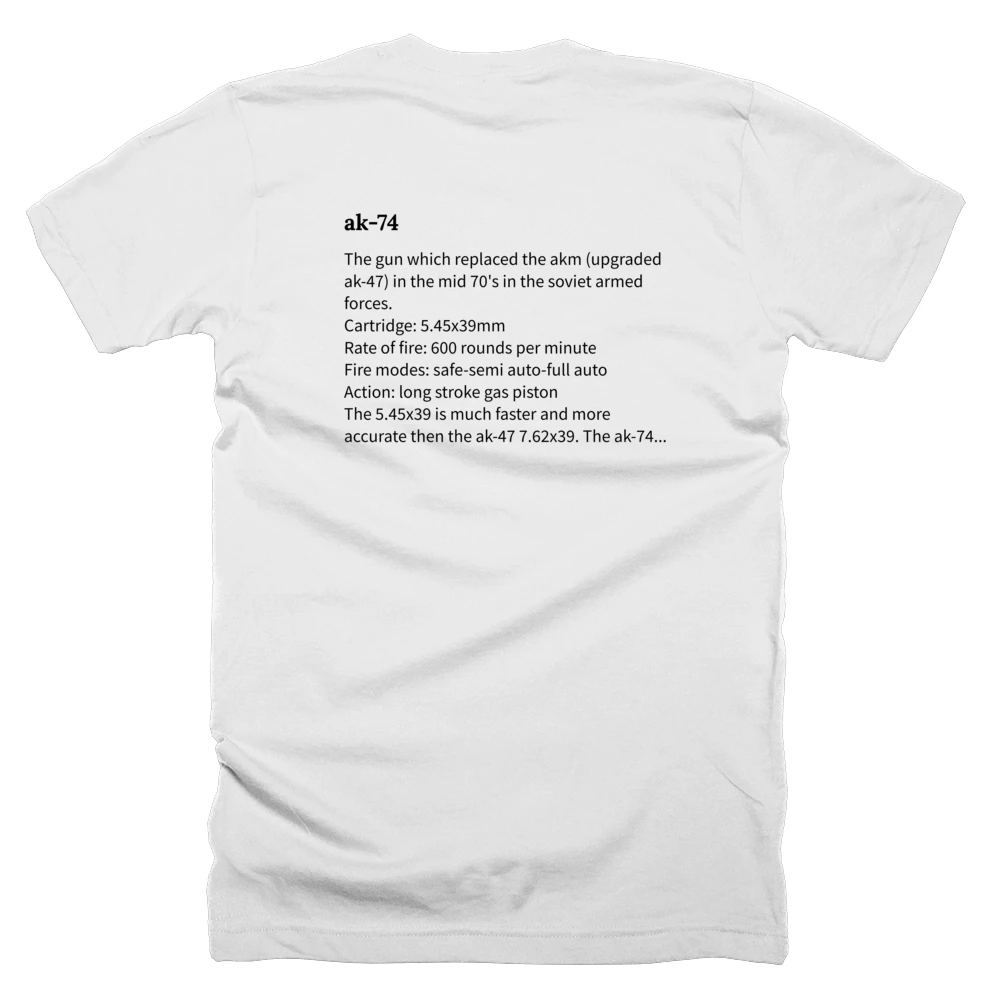 T-shirt with a definition of 'ak-74' printed on the back