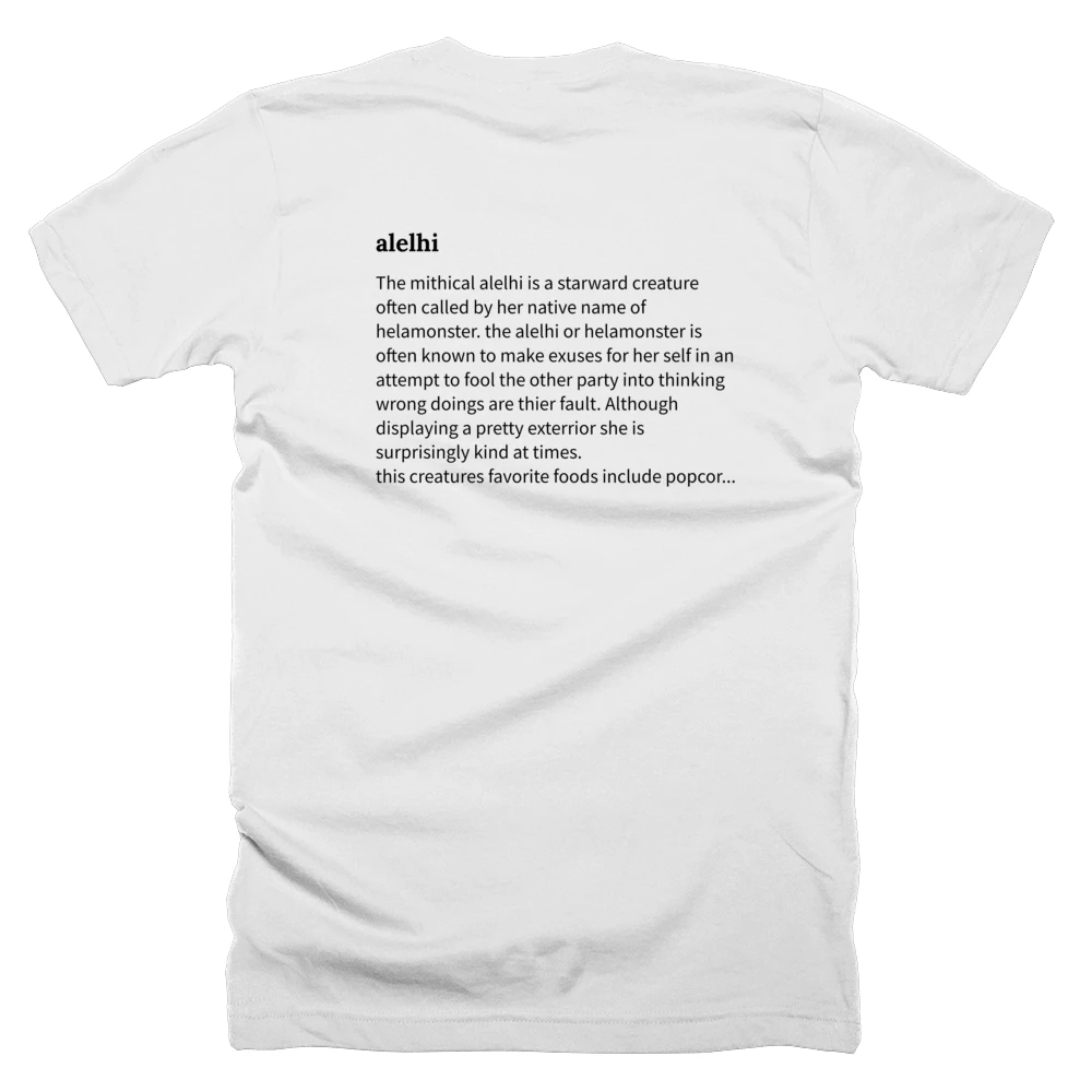 T-shirt with a definition of 'alelhi' printed on the back