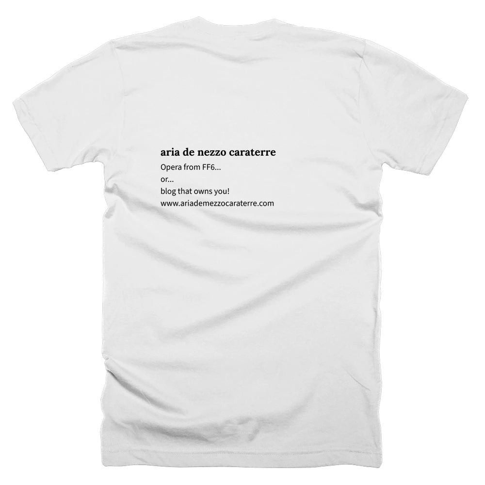 T-shirt with a definition of 'aria de nezzo caraterre' printed on the back