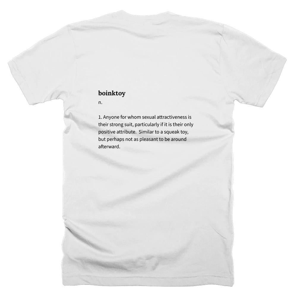 T-shirt with a definition of 'boinktoy' printed on the back