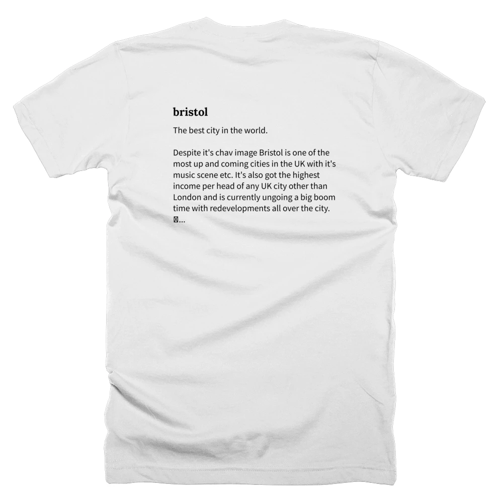 T-shirt with a definition of 'bristol' printed on the back