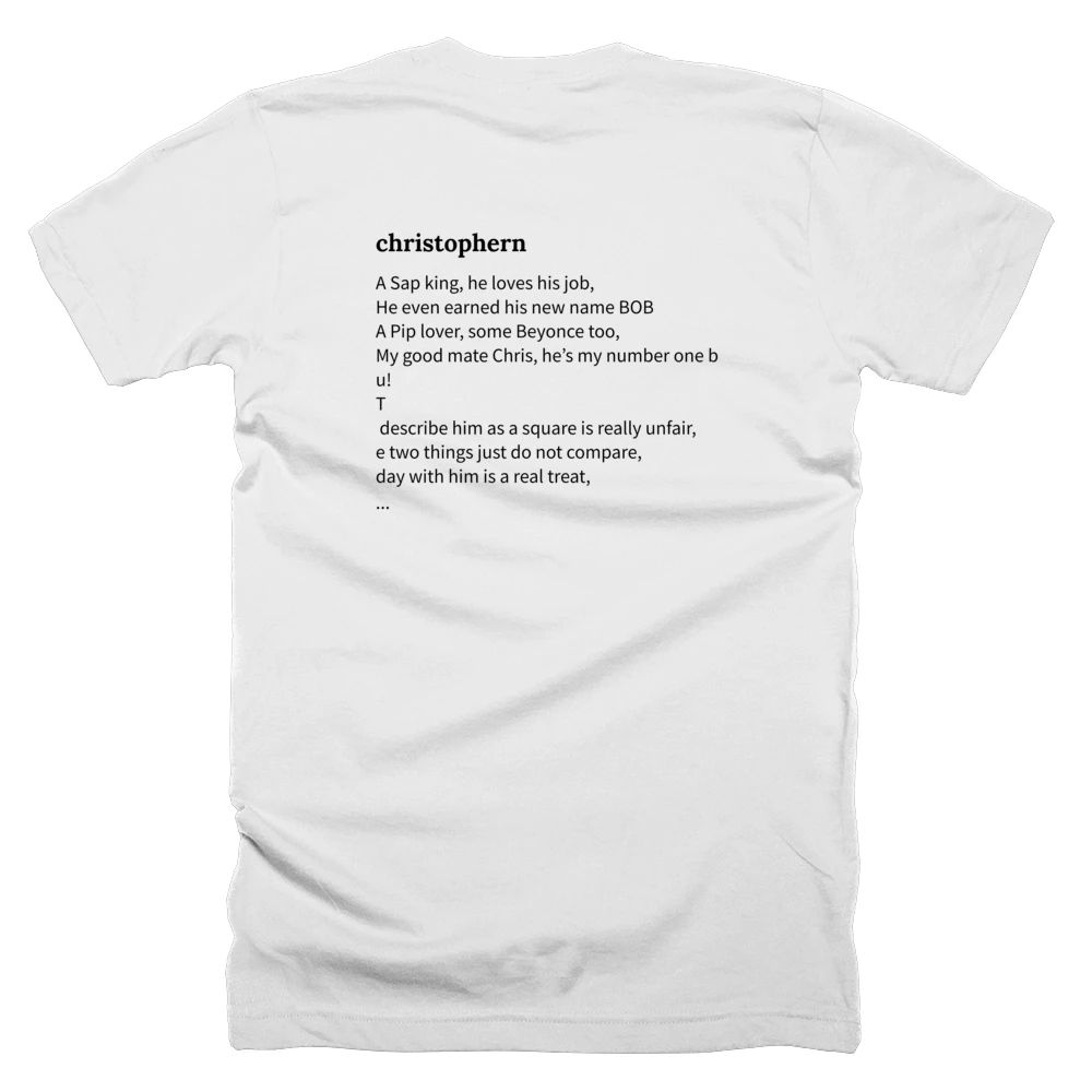 T-shirt with a definition of 'christophern' printed on the back