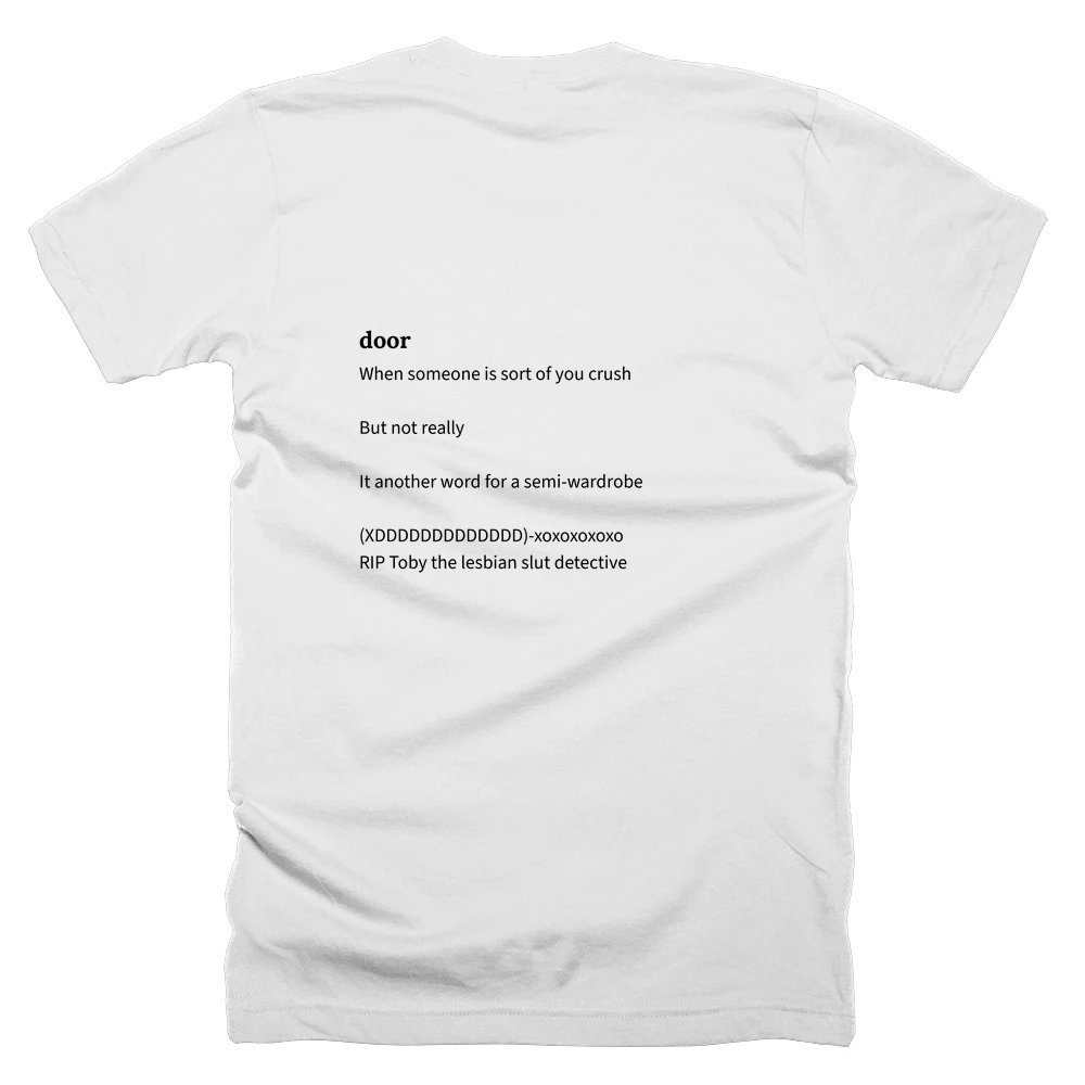 T-shirt with a definition of 'door' printed on the back