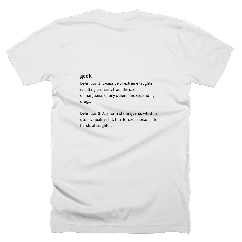 T-shirt with a definition of 'geek' printed on the back