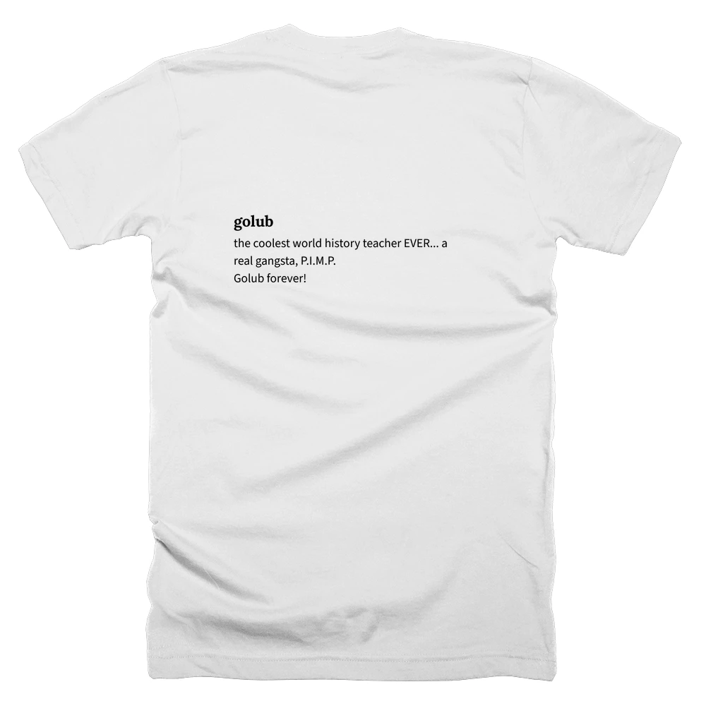 T-shirt with a definition of 'golub' printed on the back