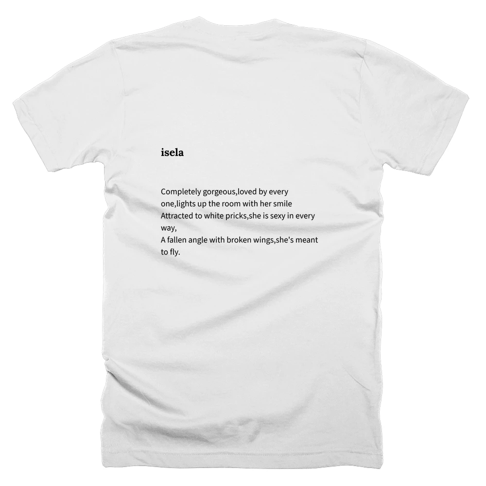 T-shirt with a definition of 'isela' printed on the back