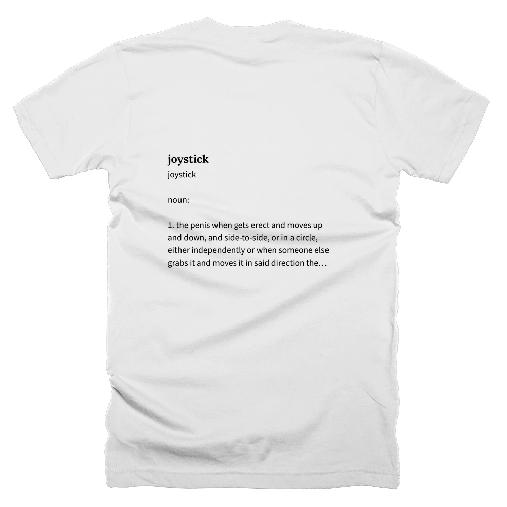 T-shirt with a definition of 'joystick' printed on the back