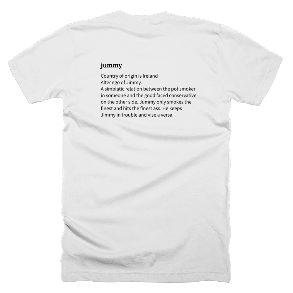 T-shirt with a definition of 'jummy' printed on the back