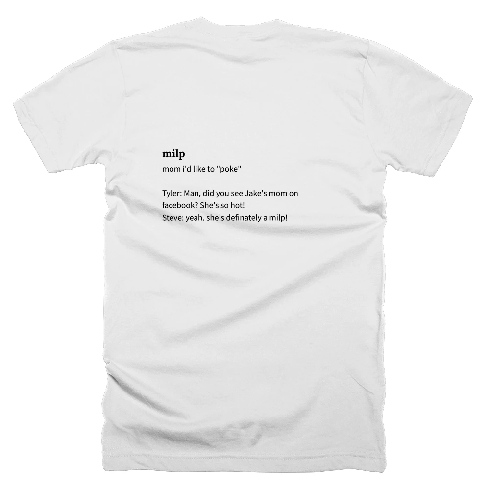 T-shirt with a definition of 'milp' printed on the back