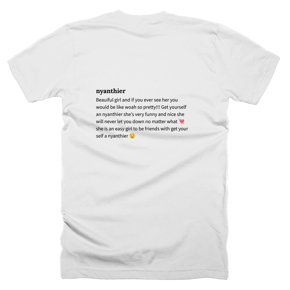 T-shirt with a definition of 'nyanthier' printed on the back