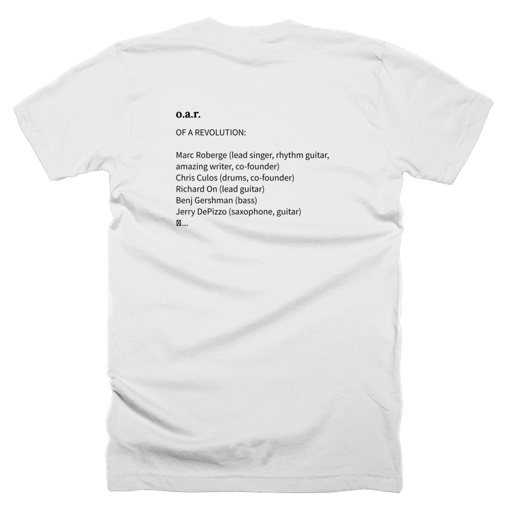 T-shirt with a definition of 'o.a.r.' printed on the back