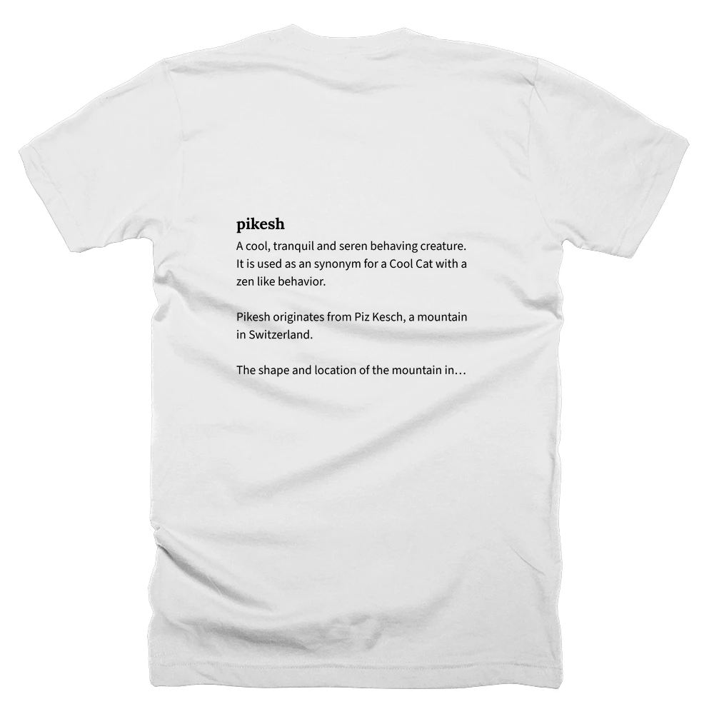 T-shirt with a definition of 'pikesh' printed on the back