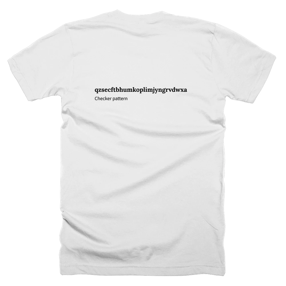 T-shirt with a definition of 'qzsecftbhumkoplimjyngrvdwxa' printed on the back