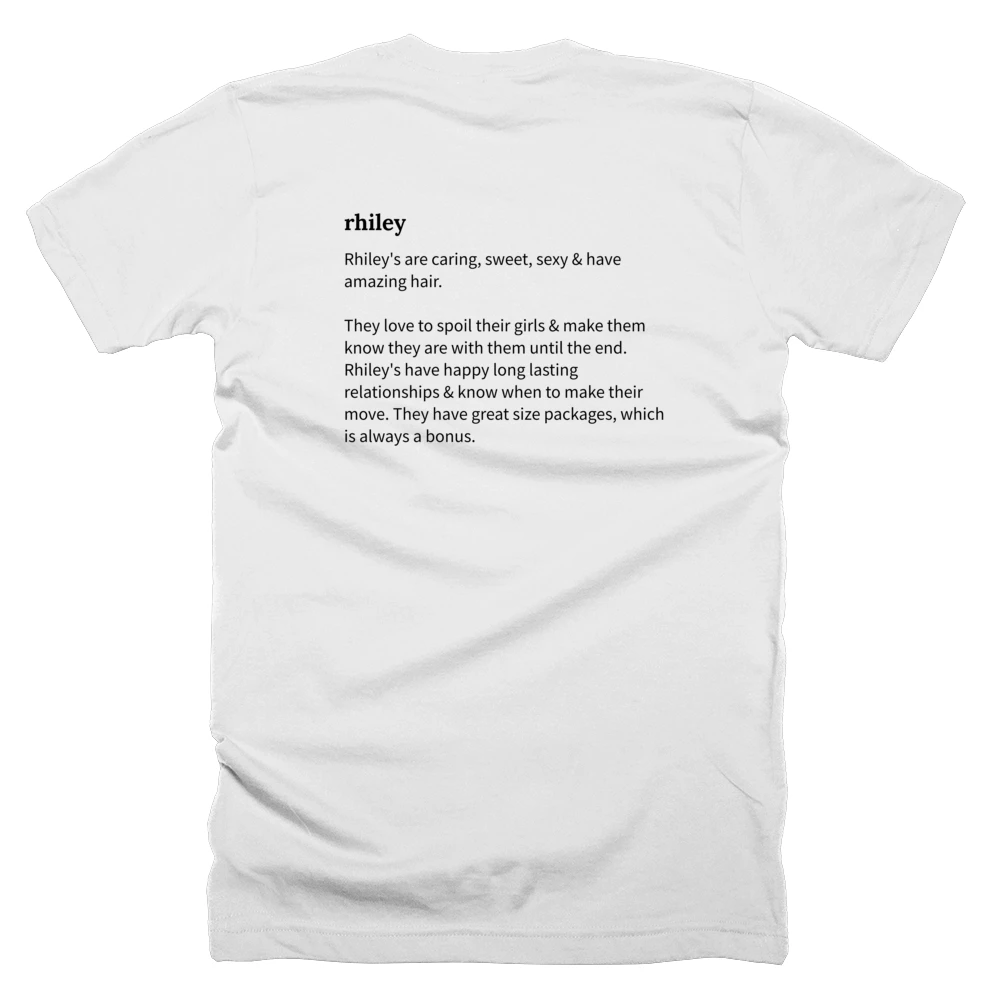 T-shirt with a definition of 'rhiley' printed on the back