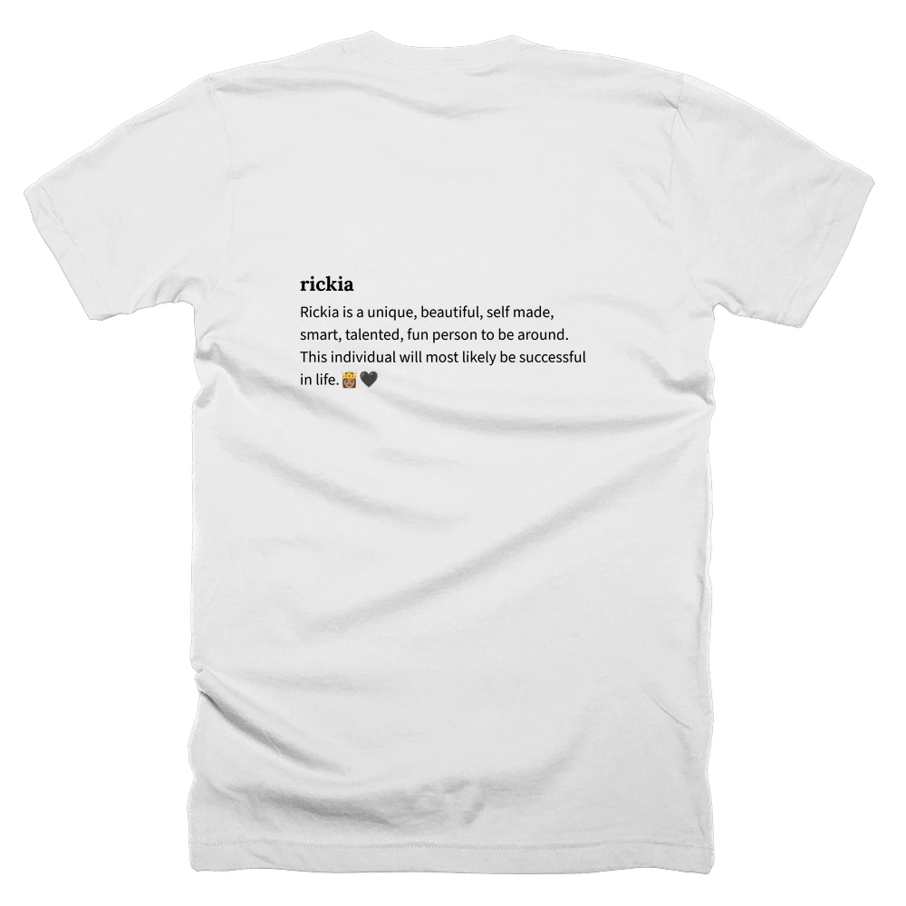 T-shirt with a definition of 'rickia' printed on the back