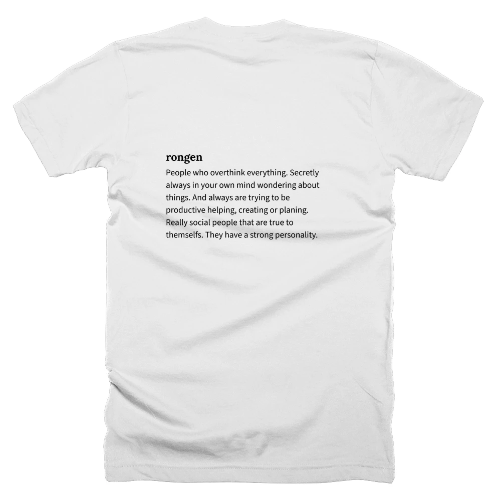 T-shirt with a definition of 'rongen' printed on the back