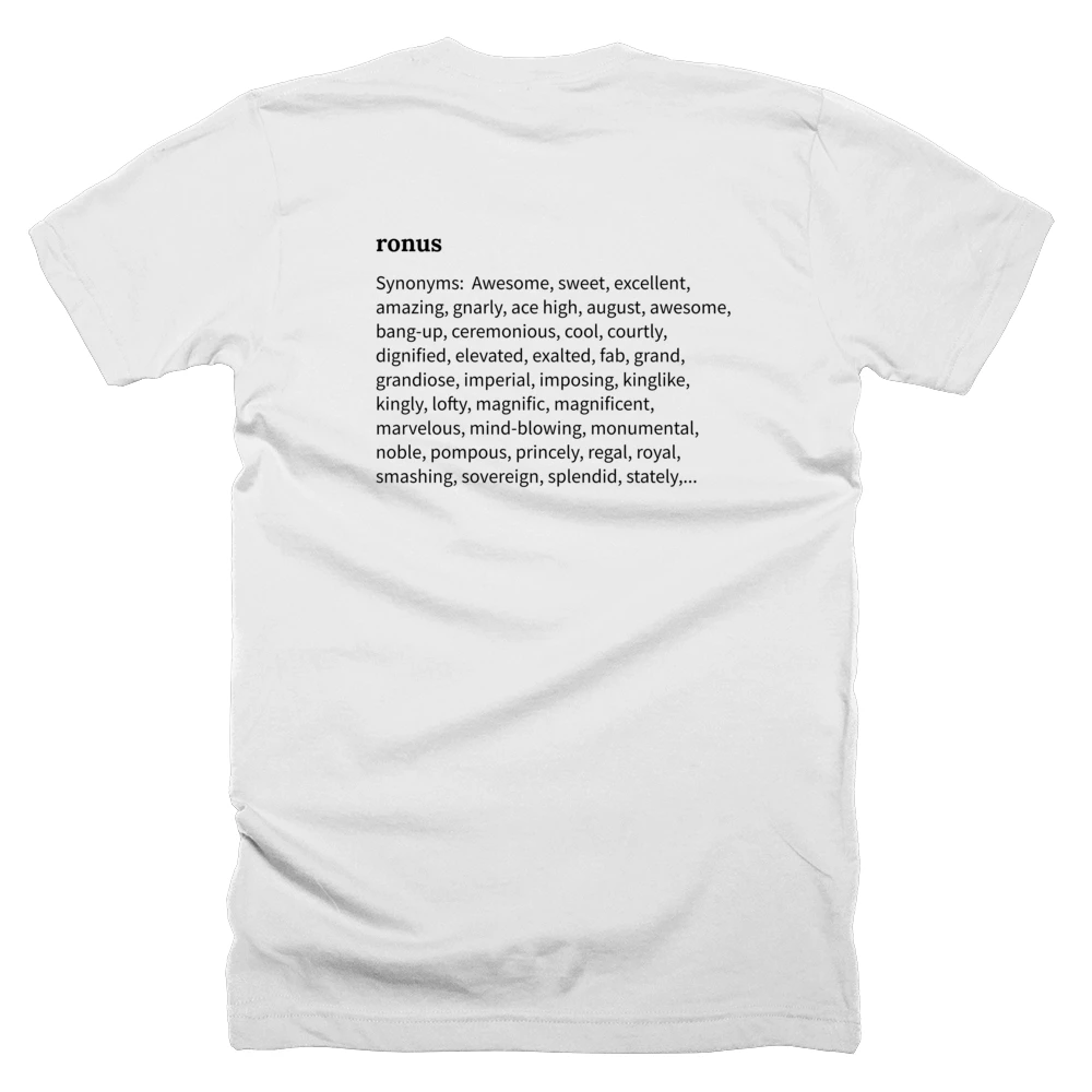 T-shirt with a definition of 'ronus' printed on the back