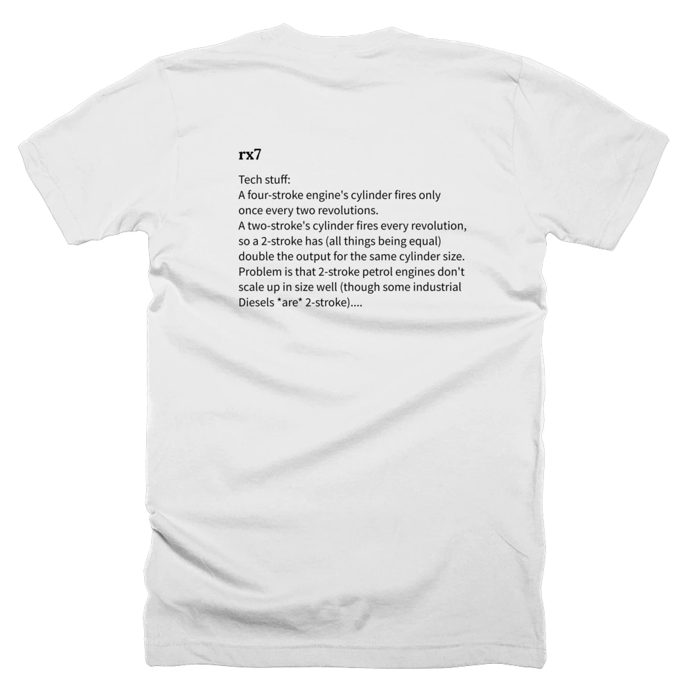 T-shirt with a definition of 'rx7' printed on the back