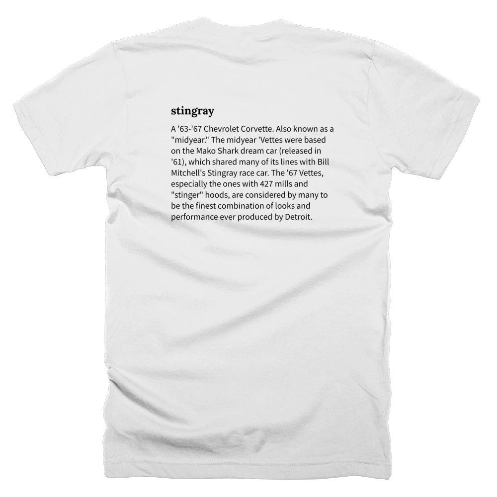 T-shirt with a definition of 'stingray' printed on the back