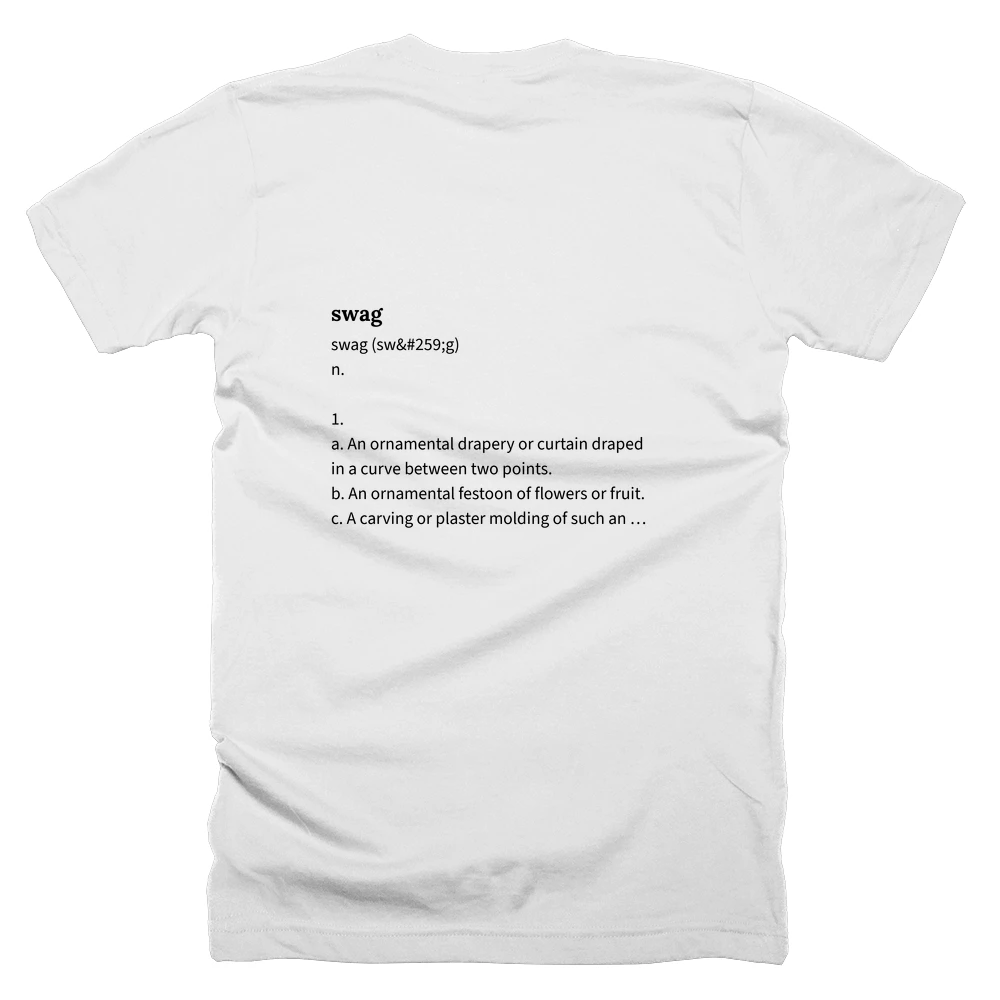 T-shirt with a definition of 'swag' printed on the back