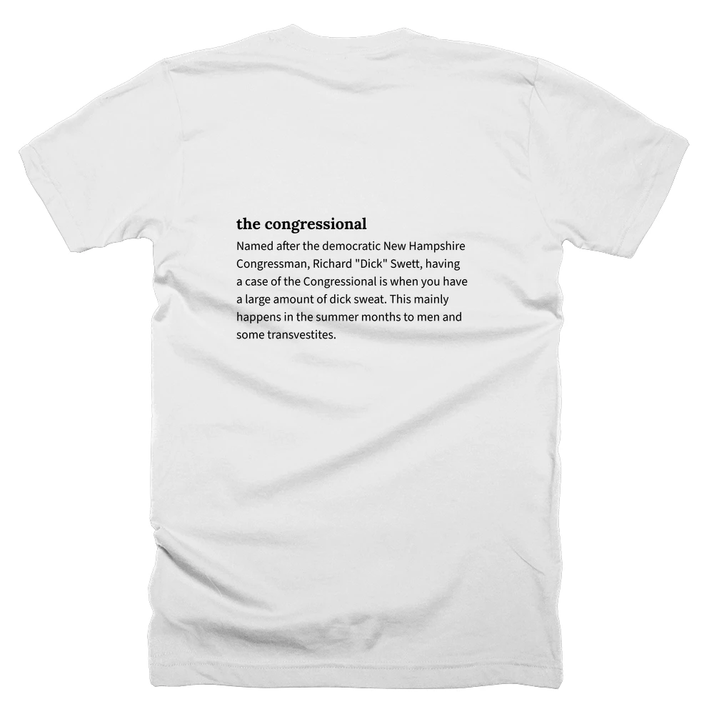 T-shirt with a definition of 'the congressional' printed on the back