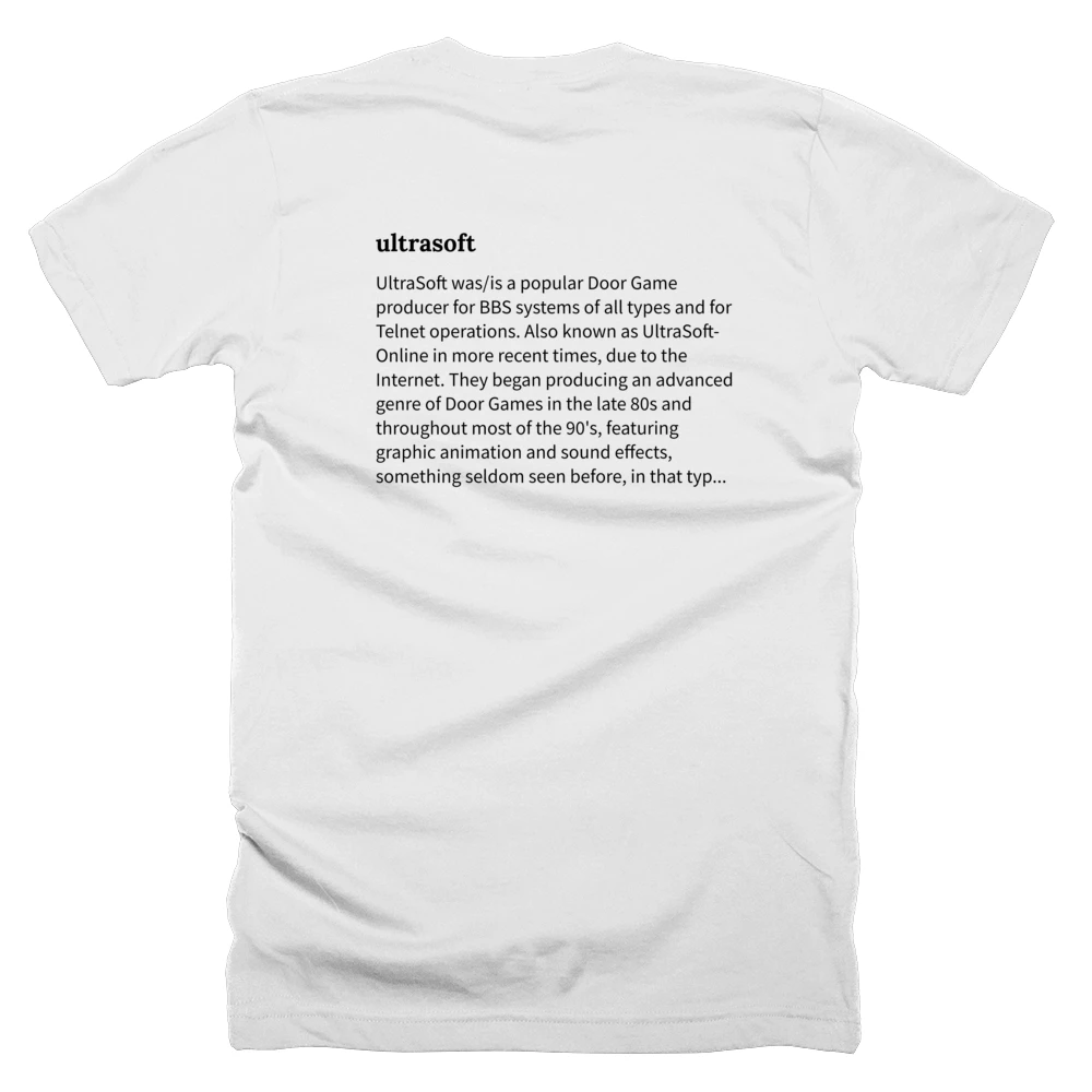 T-shirt with a definition of 'ultrasoft' printed on the back