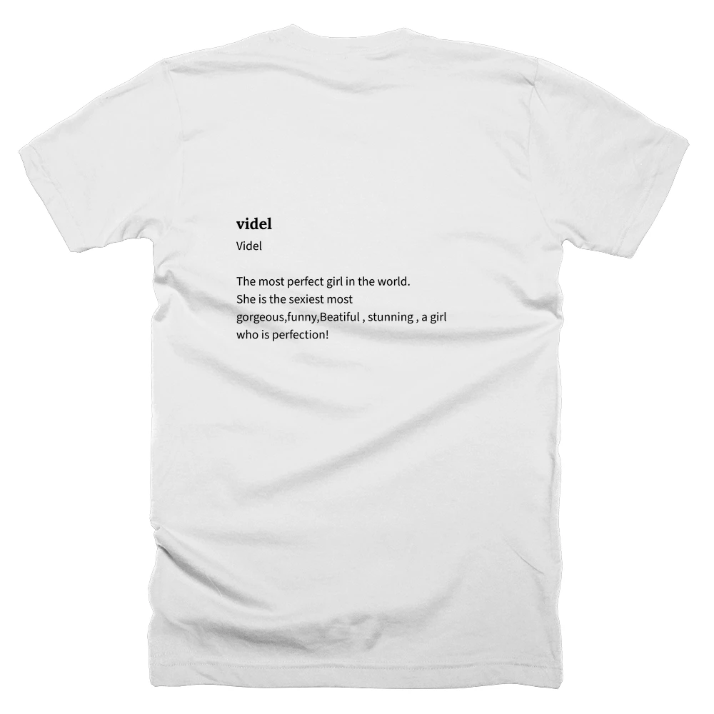 T-shirt with a definition of 'videl' printed on the back