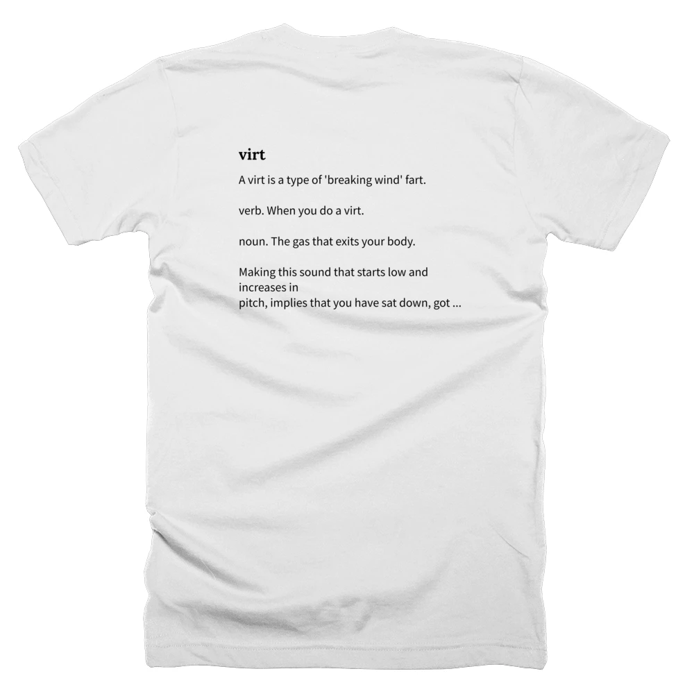 T-shirt with a definition of 'virt' printed on the back