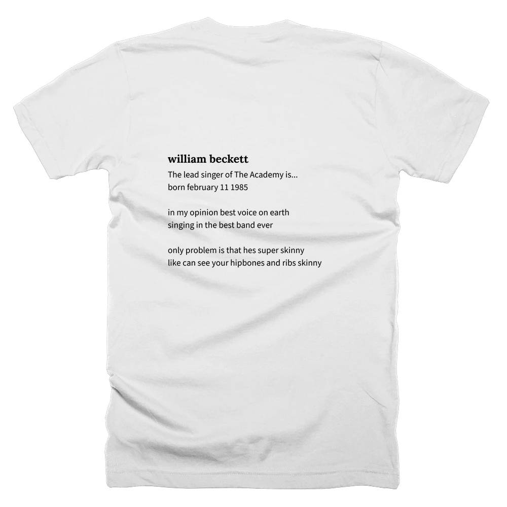 T-shirt with a definition of 'william beckett' printed on the back