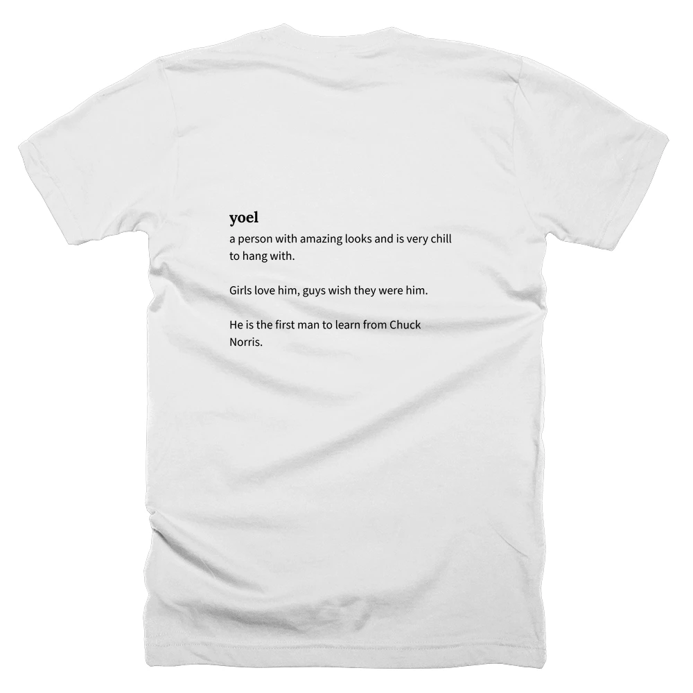 T-shirt with a definition of 'yoel' printed on the back