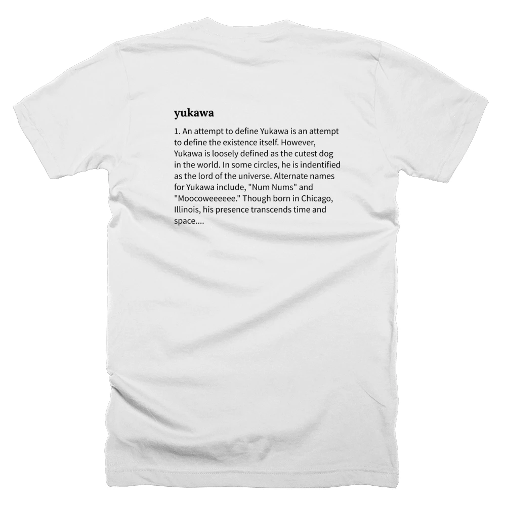 T-shirt with a definition of 'yukawa' printed on the back